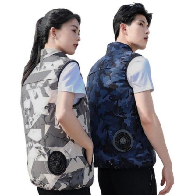 Wearable 2 Fans Air Conditioned Cooling Vest Soft Light Camouflage