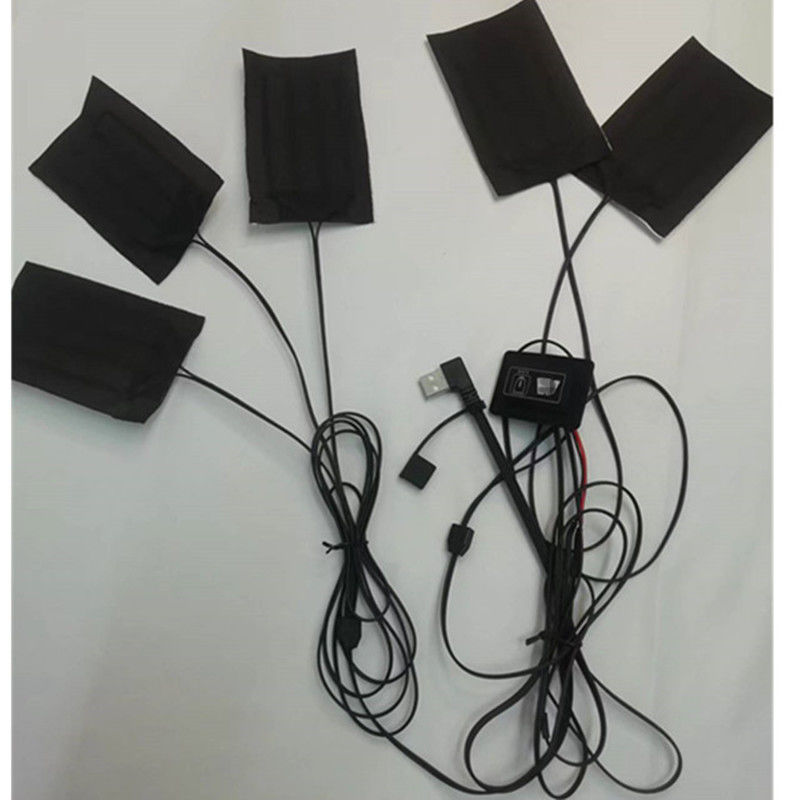 Carbon Fiber Heating Pad 5pads 7x11cm One Or Two Switch Button For Clothes