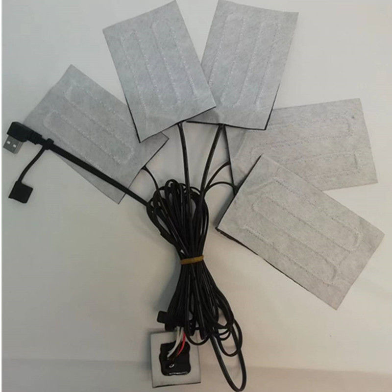 Carbon Fiber Heating Pad 5pads 7x11cm One Or Two Switch Button For Clothes