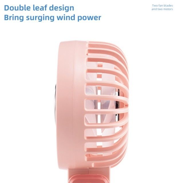 Personalized Mini Double Fan Blade Double Motor 180 Degree Foldable HandHeld Fan with Super conducting ice porcelain refrigeration