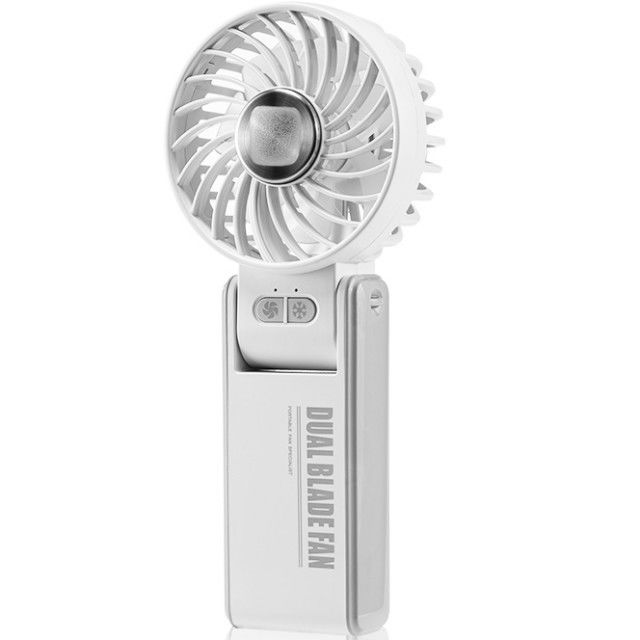 Personalized Mini Double Fan Blade Double Motor 180 Degree Foldable HandHeld Fan with Super conducting ice porcelain refrigeration
