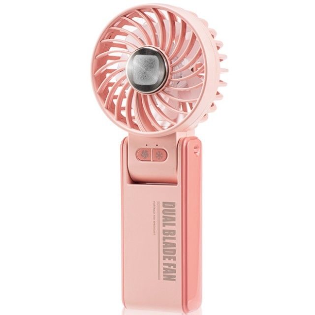 Personalized Mini Double Fan Blade Double Motor 180 Degree Foldable HandHeld Fan with Super conducting ice porcelain refrigeration