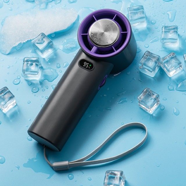 Stepless Speed Regulation Ice Cooling Fan 13000 RPM Bladeless Portable Hand Held Fan 3600mAh