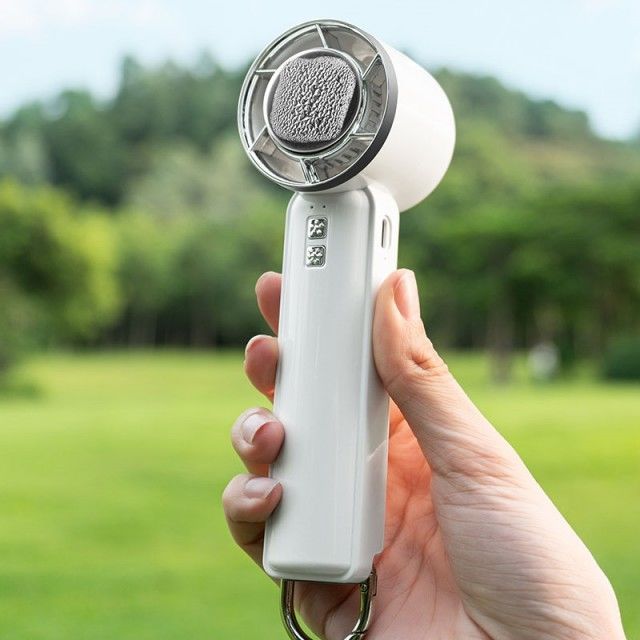 Small Semiconductor Cooling Fan Five Level Strong Wind Ice Cold Fan Bladeless Mini Handheld Fan with Ice Cooler