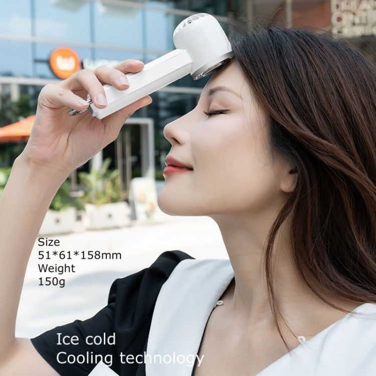 Small Semiconductor Cooling Fan Five Level Strong Wind Ice Cold Fan Bladeless Mini Handheld Fan with Ice Cooler