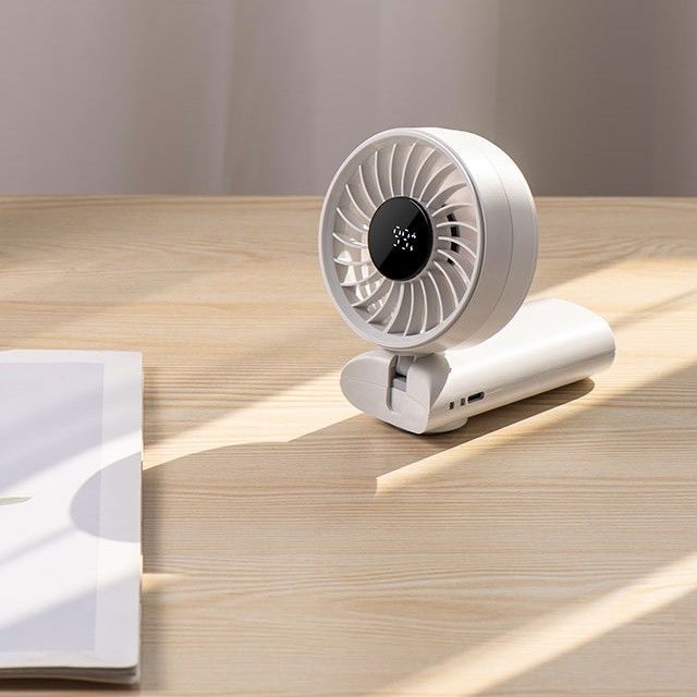 LED Digital Display Battery Operated Handheld Fan Hang Neck Fan Electric Fans Hand Held Folding for Travel