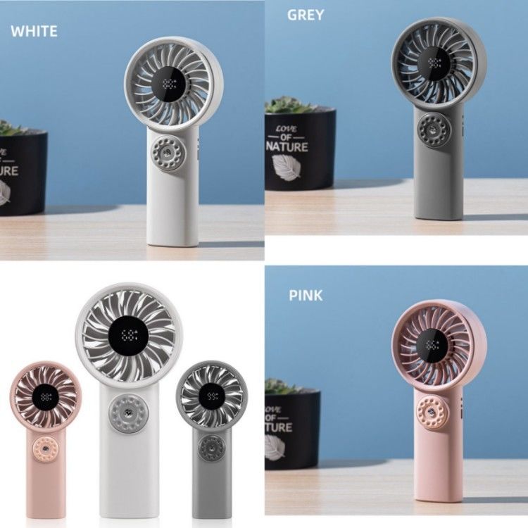 LED Digital Display Battery Operated Handheld Fan Hang Neck Fan Electric Fans Hand Held Folding for Travel
