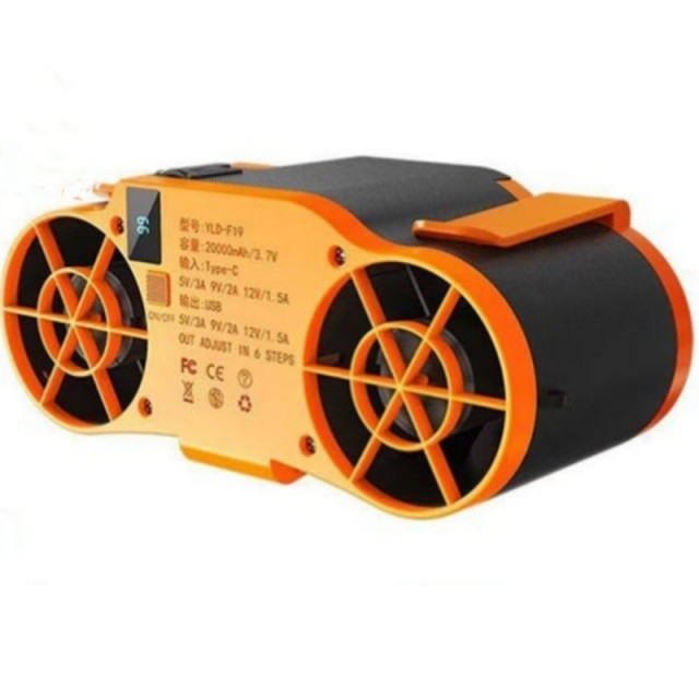 20000mAh Battery Portable Waist Fan 6 Adjustable Speed Levels and Power Bank Function